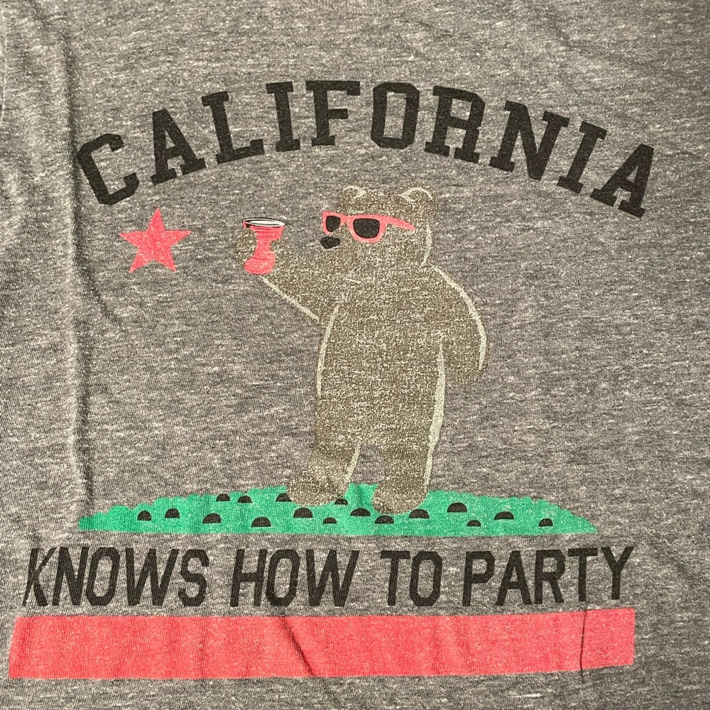 Riot Society Men’s California Knows How to Party Bear on T-Shirt - Size Medium